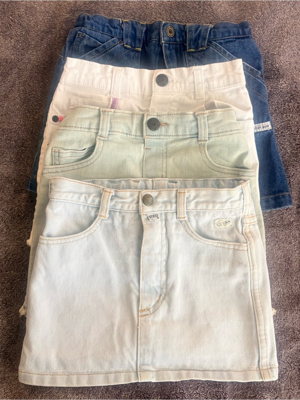 Bundle of 4 girls Denim Skirt - White/Blue